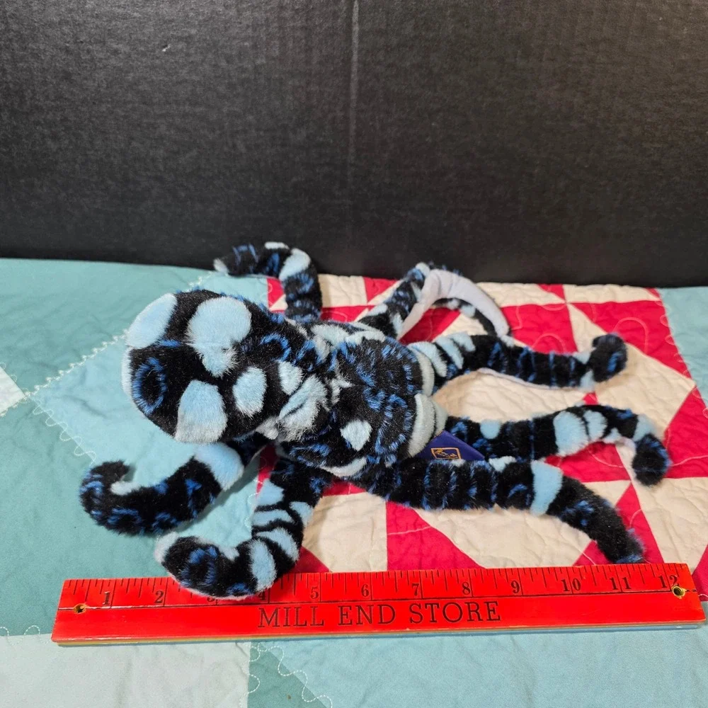 Vintage The Petting Zoo Octopus Plush Kids Small Black Blue Spotted Sea Toy 1994